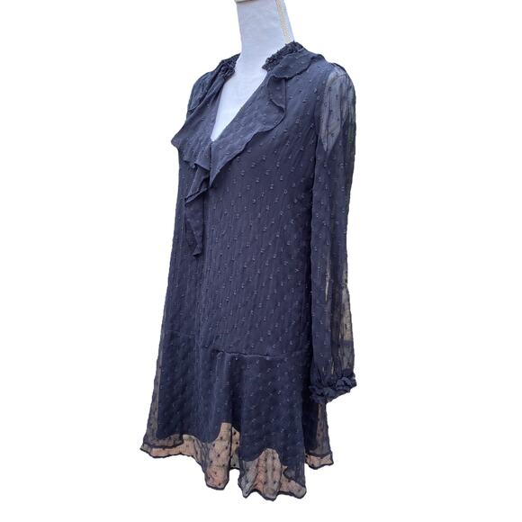 Zara Basic Collection Long Sleeve Dress Blue Dots Women's Size Extra Small - Picture 2 of 12